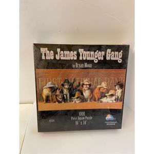 Suns Out puzzle #45554 Sealed The James Younger Gang Cats Bryan Moon‎ 16x34"
